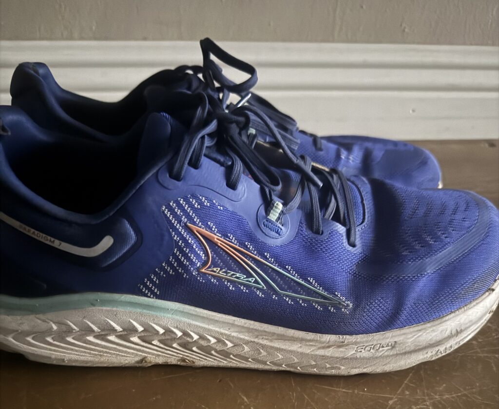 Altra Paradigm 7 side profile showing wide, stable platform for walking and training